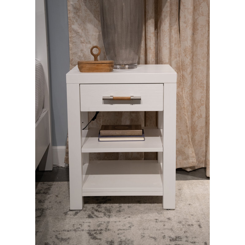Table de chevet 1 tiroir Lana, Blanc