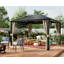 Pavillon de jardin gris à toit rigide double avec rideau et moustiquaire Kozyard-1127561215