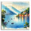 «Lake Como Watercolor» par Rey Klimt, art mural en verre acrylique-793848609