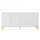 Wood Console Table with  Carved 4-door Sideboard,2 Shelves