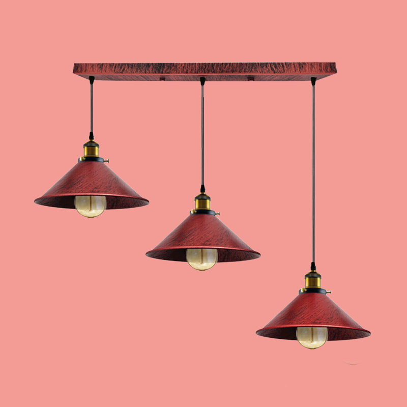 Lucas 3 - Light Pendant, Rustic Red