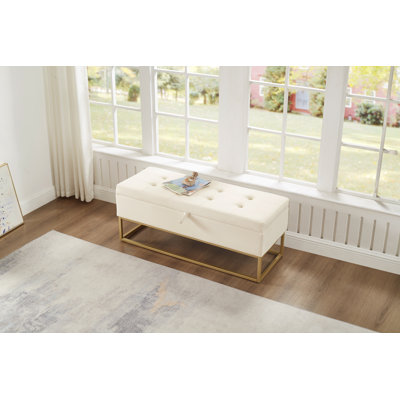 Jiayi 46.1'' Velvet Upholstered Storage Bench