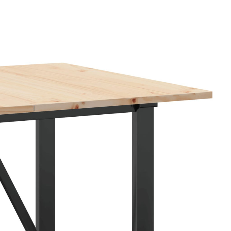 vidaXL Dining Table O-Frame Solid Wood Pine and Steel, 75cm H x 140cm L x 80cm W