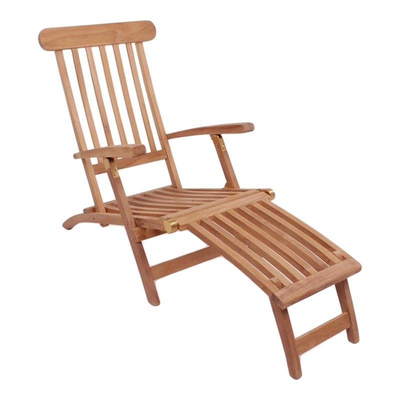 Boyter 150cm Long Reclining Teak Single Chaise