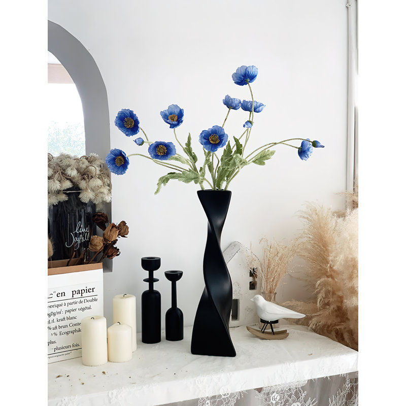 Carlus Handmade Ceramic Table Vase, Black