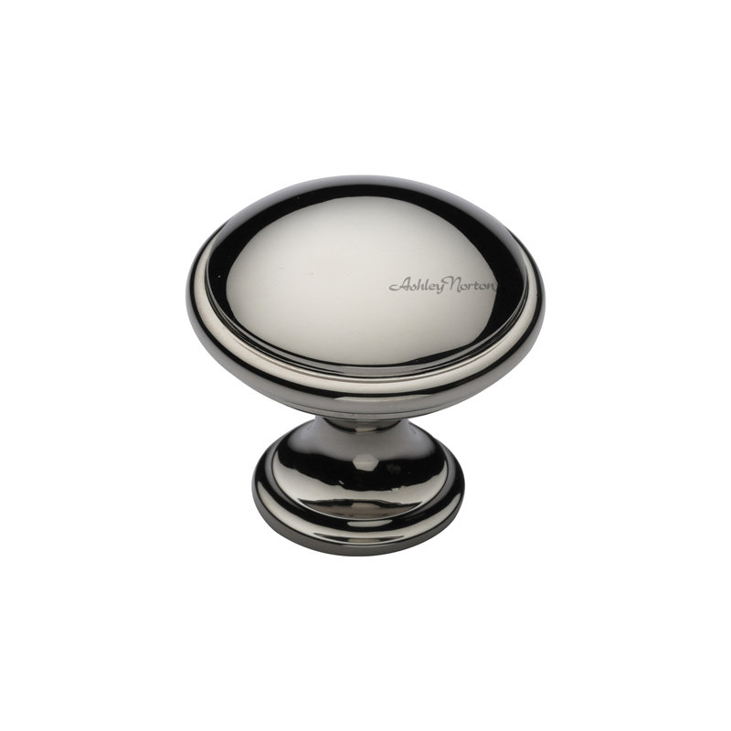 Polished Nickel Round Cabinet Knob with Mounting Hardware