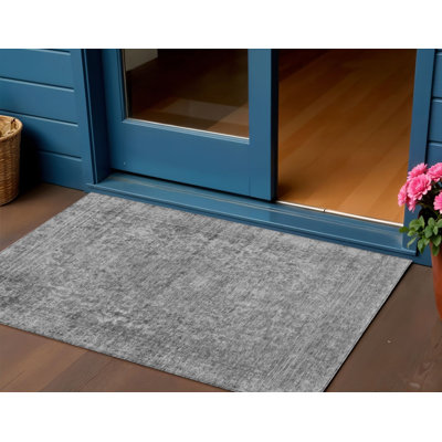 Tapis extérieur lavable abstrait gris et beige 3 pi x 5 pi