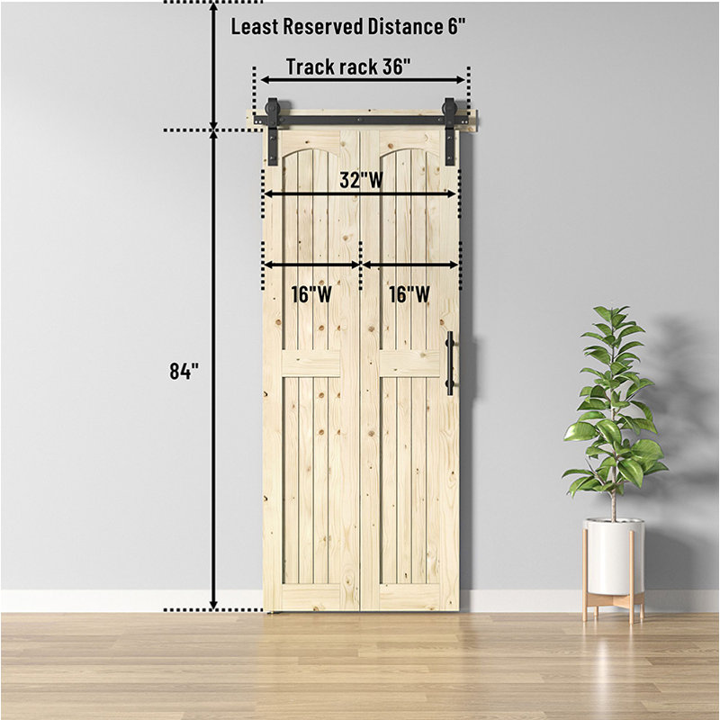 Portes de grange pliées en bois massif 84 po 84 po avec quincaillerie d'installation, 32 po x 84 po, Non fini