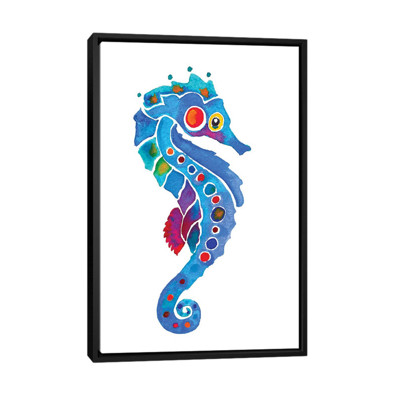 Seahorse II by Jo Lynch - Painting on Canvas, 66.04 cm H x 45.72 cm W, Black Framed
