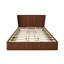 Walnut ripple panel curved headboard platform bed frame, 44-inch tall headboard,king size bed frame, modern minimalist style, easy to assemble, no box spring required.