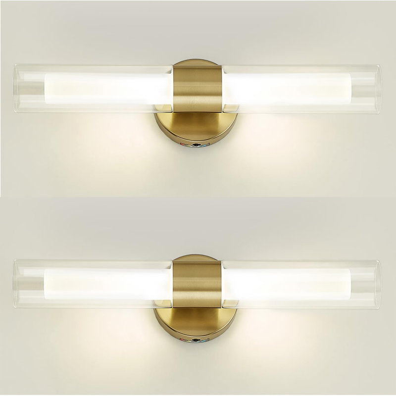 Appliques murales modernes pour salle de bain à DEL avec température de couleur réglable, conception à double abat-jour en verre, éclairage de meuble-lavabo écoénergétique pour la salle de bain, la chambre à coucher et le couloir