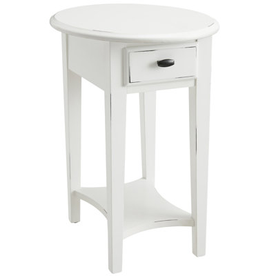 Oval Solid Wood Side Table by Charlton Home