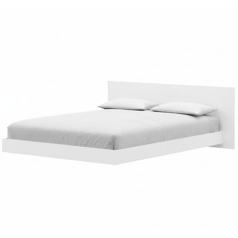 Grand lit plateforme avec tête de lit Satori, chêne brun, Marron, Grand lit