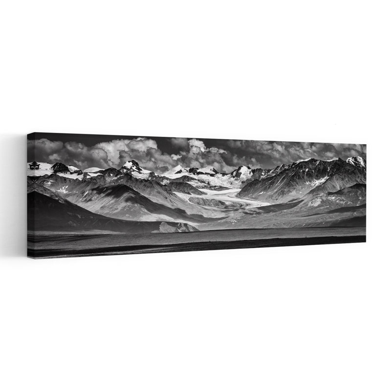 «Dramatic Mountain Glacier», art contemporain contemporain de montagne, paysage dramatique, H 12 po x l 36 po
