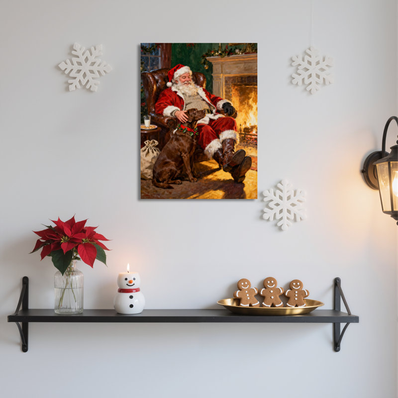 «Santa Claus Dog», art mural sur toile, H 30 po x l 20 po