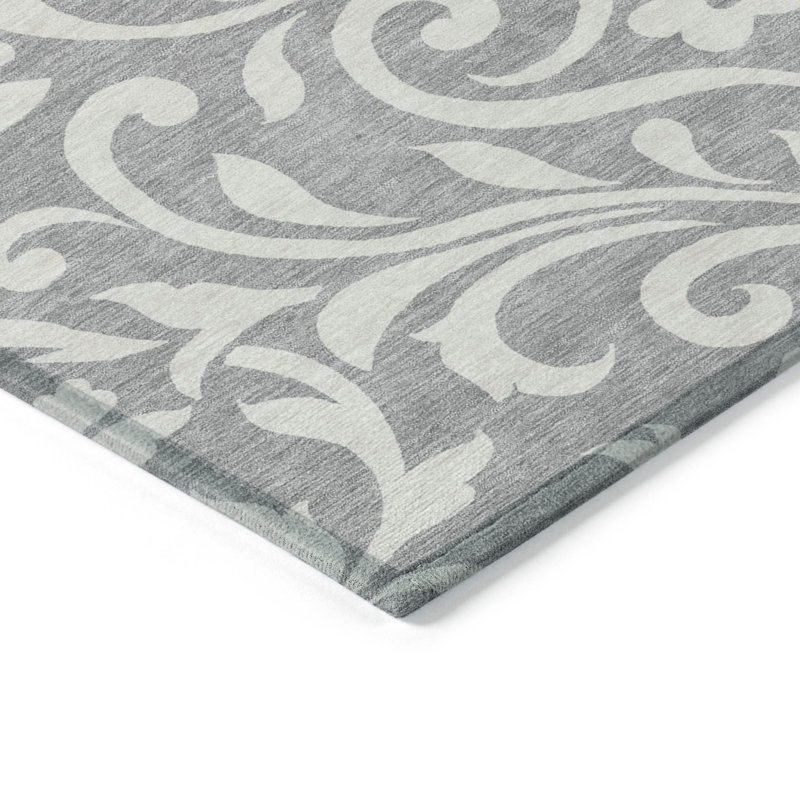 Tapis beige / gris en polypropylène tissé à la machine Malek, Rectangulaire 3 pi x 5 pi