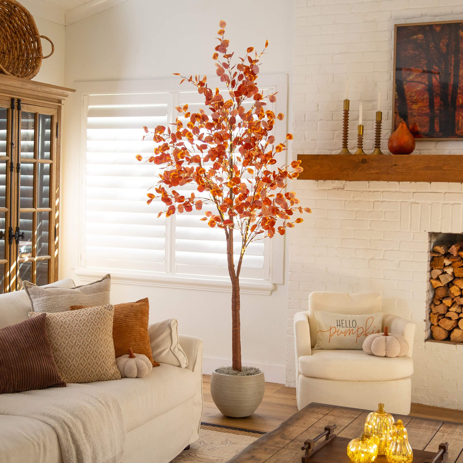 108" Pre-Lit Eucalyptus Tree in Nursery Pot, 96" H x 40" W x 40" D
