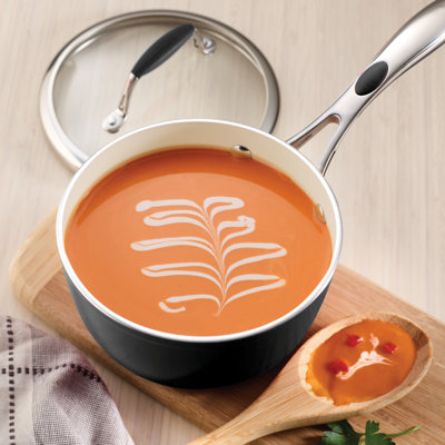 1.5 Qt Covered Sauce Pan - Cf - Porcelain Enamel, Cer Dlx Ns - Black - 4.0Mm - Mas - Gourmet