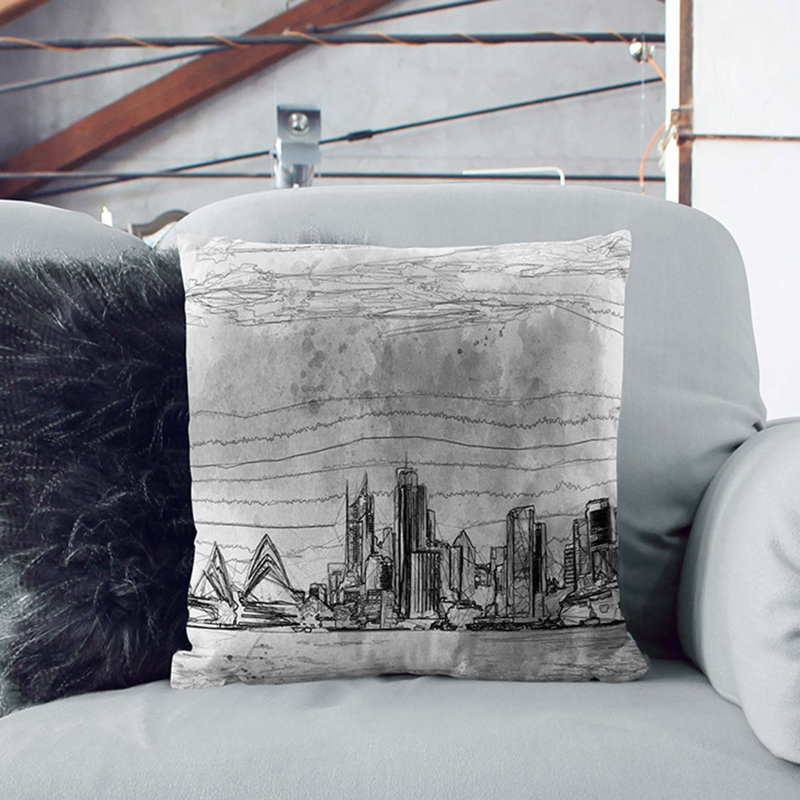 Square Throw Cushion, 55cm H x 55cm W x 20cm D, Black