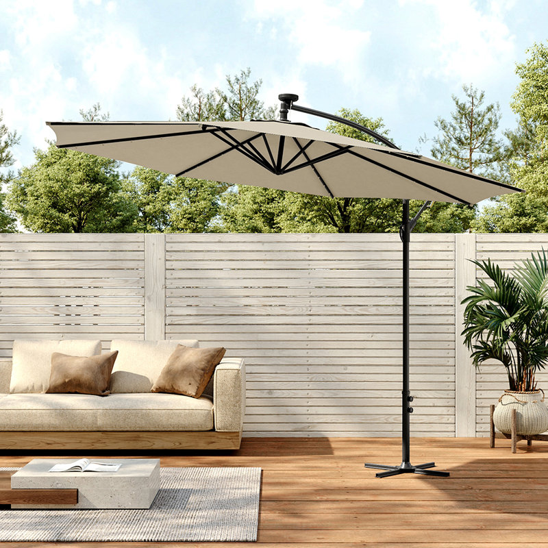 Seraphina 3m Cantilever Parasol with LED Light, Beige