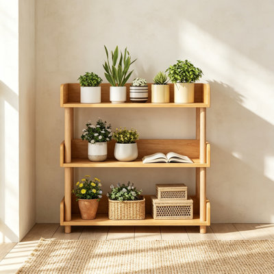 Book Display Bookcase with Solid Wood Posts