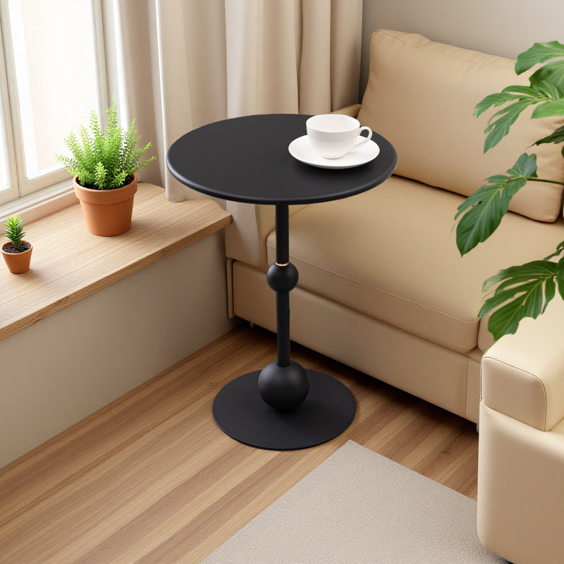 Table basse en métal vintage, table d'appoint ronde pour table de chevet et table d'appoint, Noir