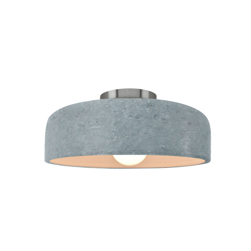 Plafonnier semi-encastré en céramique Dottie, Nickel brossé, Béton, H 6 po x l 10 po x P 10 po