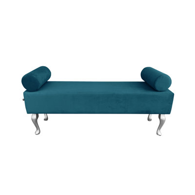 Velvet and Polyester Upholstered Bench