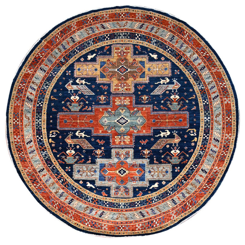 Tapis rond en laine 8 pi x 8 pi unique New Age