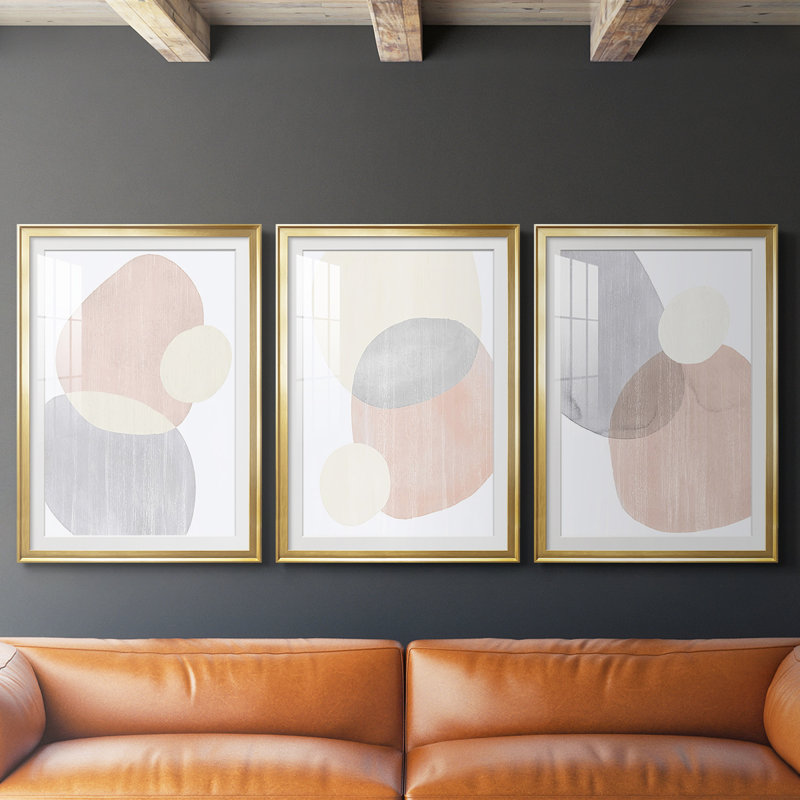 Pastel Shifting Spheres I - Impression personnalisée de qualité supérieure avec passe-partout - 3 pièces, H 15 po x l 19 po