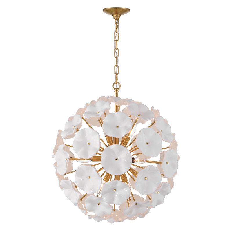 Cailynne 9 Light Aged Brass Pendant, White
