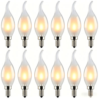 4W Dimmable C35T Frosted Flame Tip Led Candelabra Bulb E12 2700K 320Lm 25000H 12-Pack