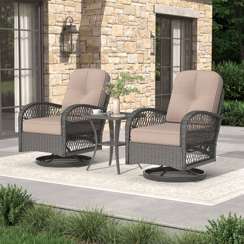 2 - Person Patio Conversation Set with Cushions, Brown
