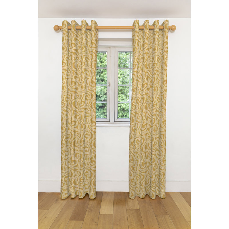 Holoman Blackout Curtain Pair, Ochre Yellow, Width 228 x Drop 137cm