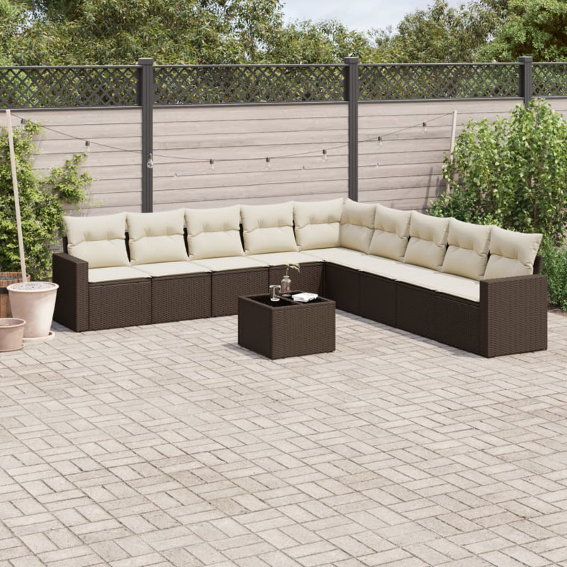Grand canapé modulaire en rotin PE Vidaxl, Brun