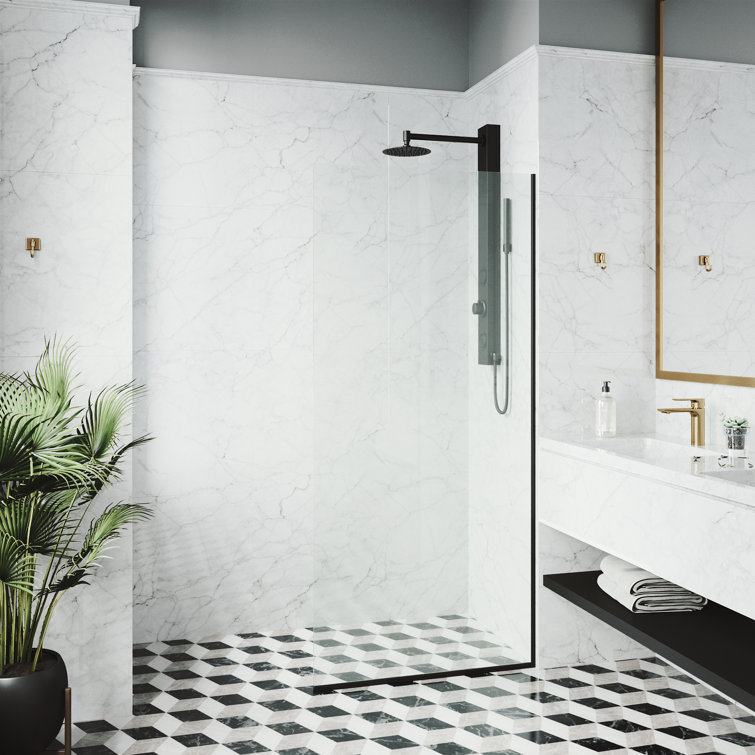 Zenith 34" W x 74" H Fixed Frameless Shower Screen with 3/8" Glass