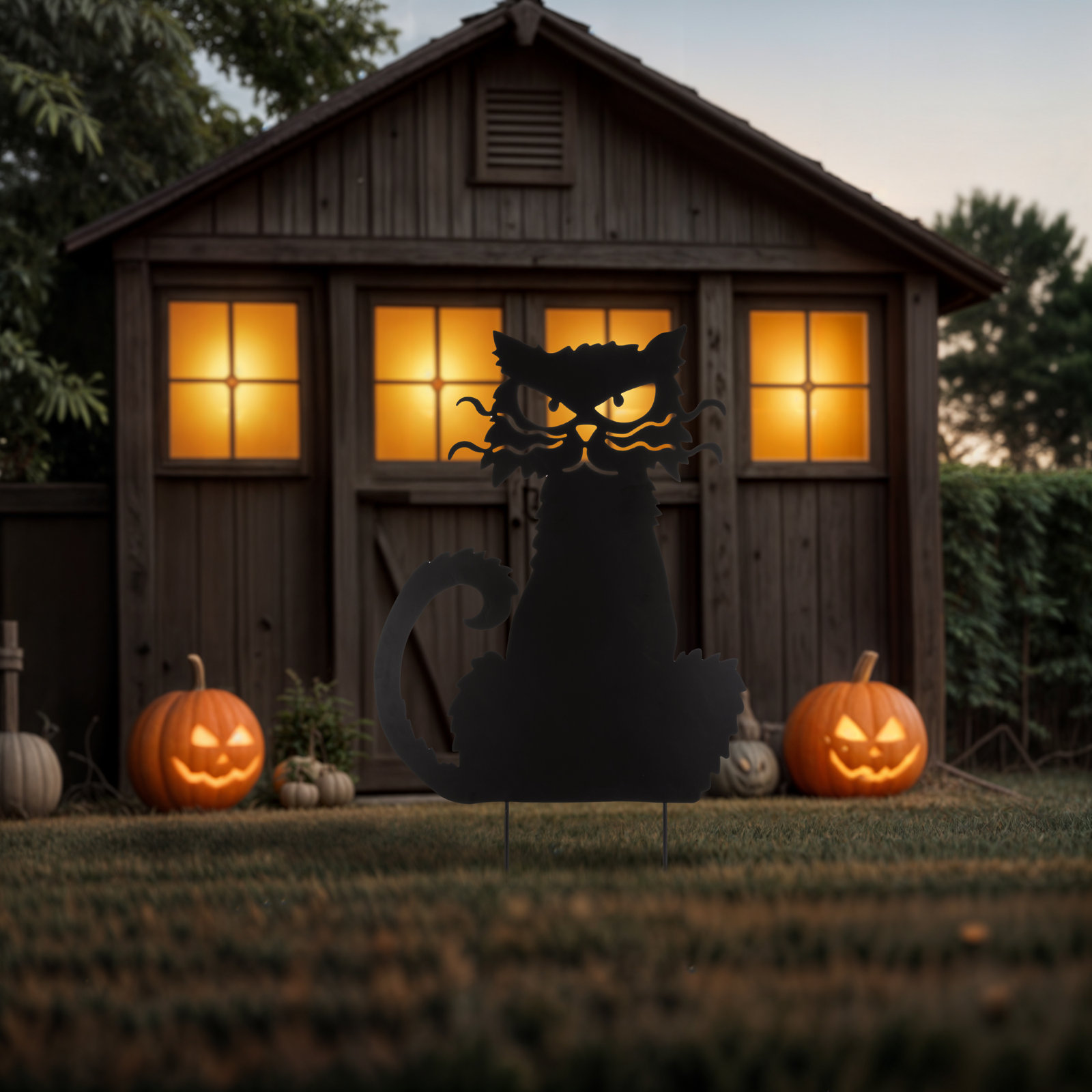 Metal Black Cat Silhouette Yard Stake