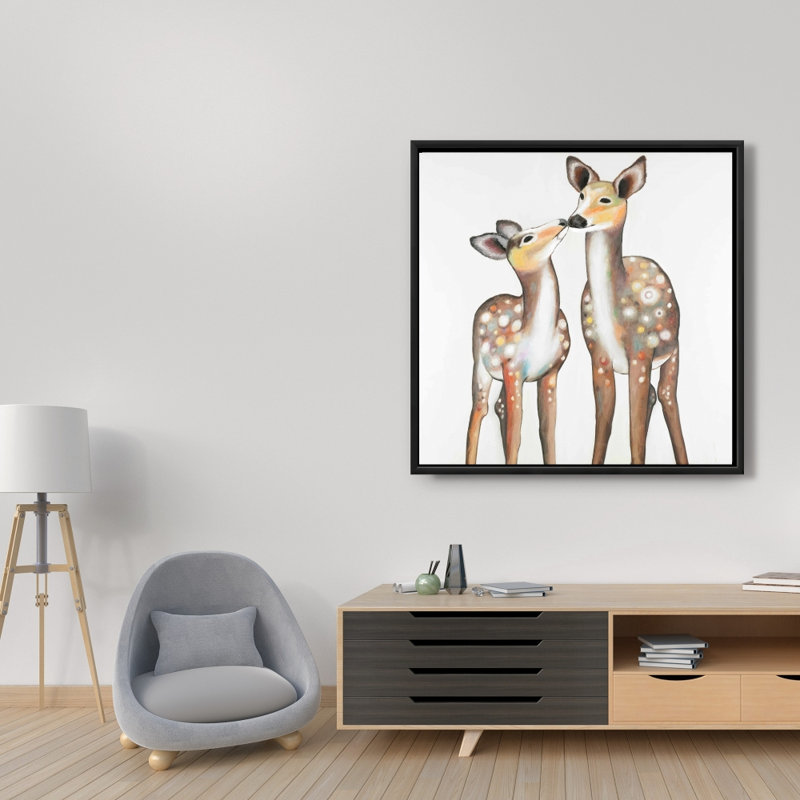 «Deer With Its Fawn» sur toile