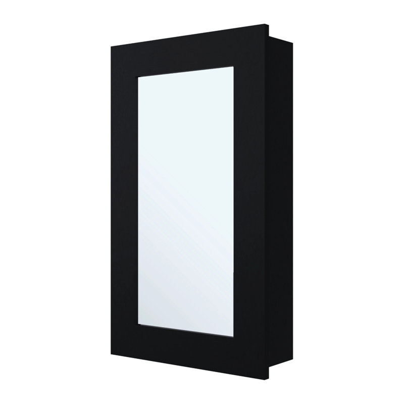Armoire à pharmacie moderne avec miroir et 3 tablettes pour l'organisation du rangement, Noir