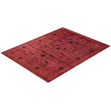 Overdyed Hand-Knotted Wool Modern-Contemporary Red Area Rug 9' 1" x 11' 10"