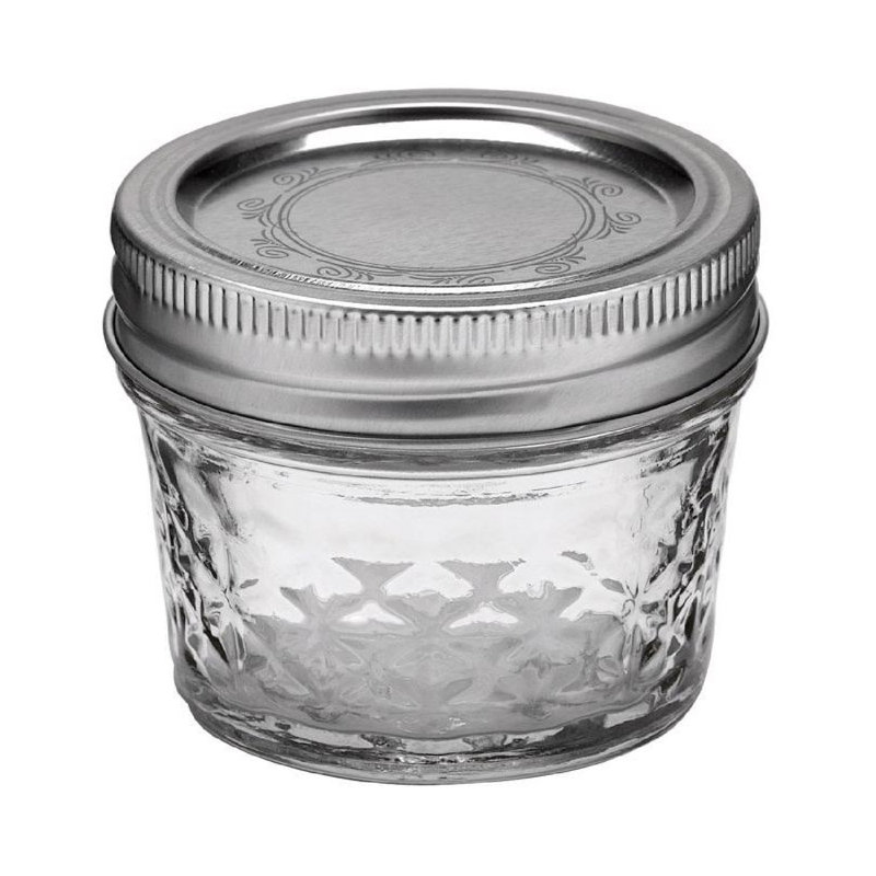 Quilted 4oz Clear Glass Mason Jars with Lids, 12 Pack