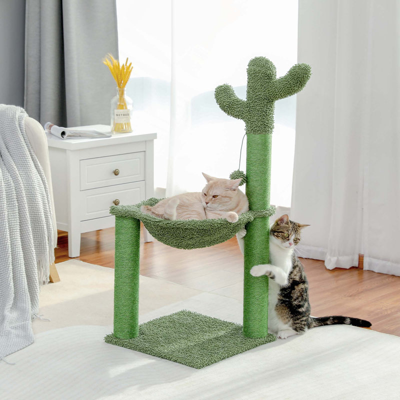 Grattoir d'arbre à chat Cactus Hammock avec surfaces de grattage durables pour que les chats actifs puissent jouer et se reposer