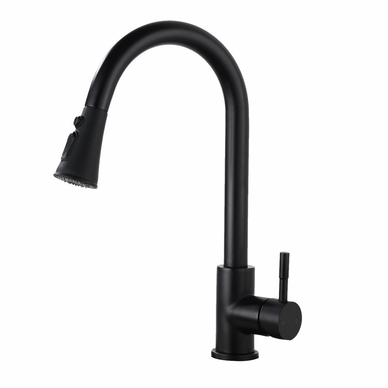 MAXWELL Hesser Pull Down Kitchen Faucet, Matte Black