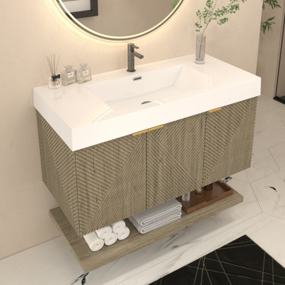 Moreno Stella 42 Inches Wall Mounted Vanity Set With Doors And Inside Drawer