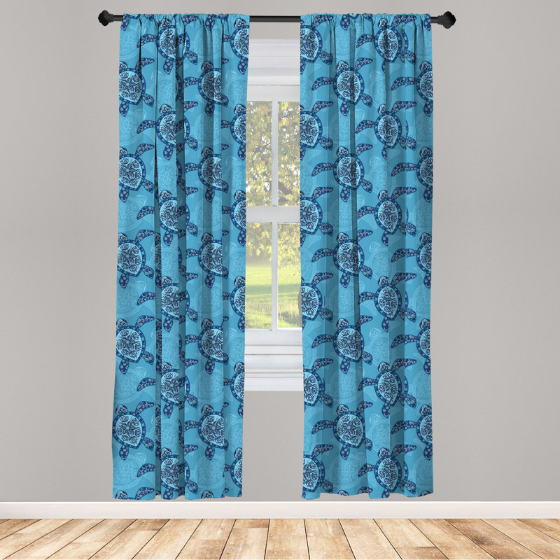 Turtle Semi-Sheer Rod Pocket Curtain Panels, 28" x 84"