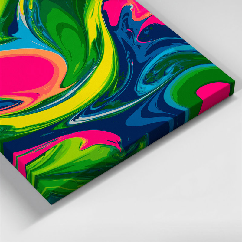 Abstrait art fluide sur toile verte 28, H 30 po x l 20 po