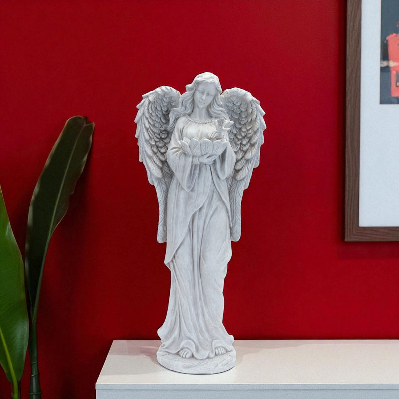 29" Gray Polyresin Angel Statue
