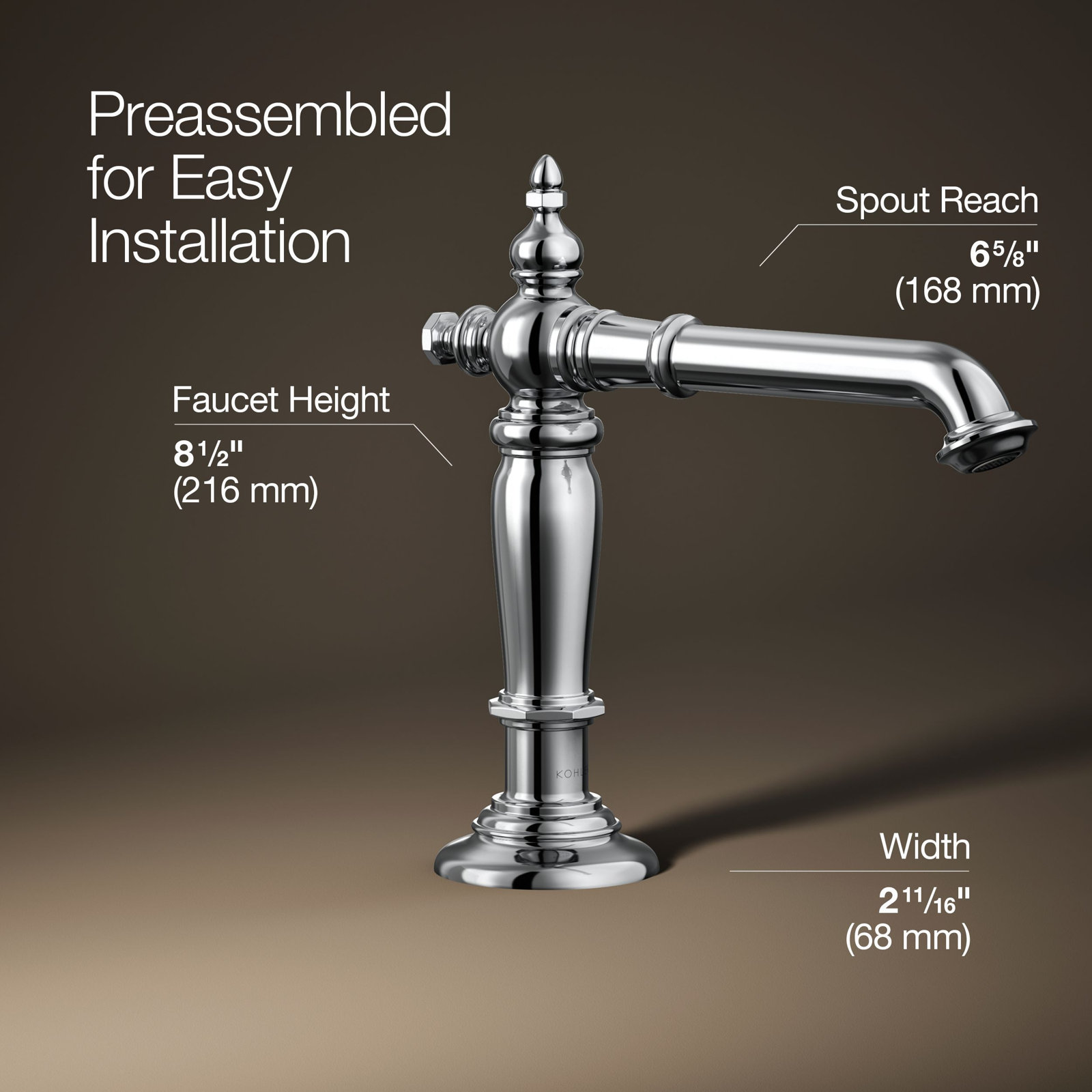 Artifacts Widespread Bathroom Faucet with Drain Assembly, Polished Chrome