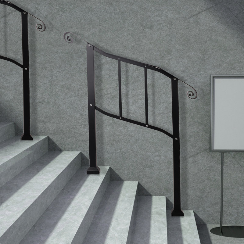 Iron Handrail Stair Railing Fits 2 Steps