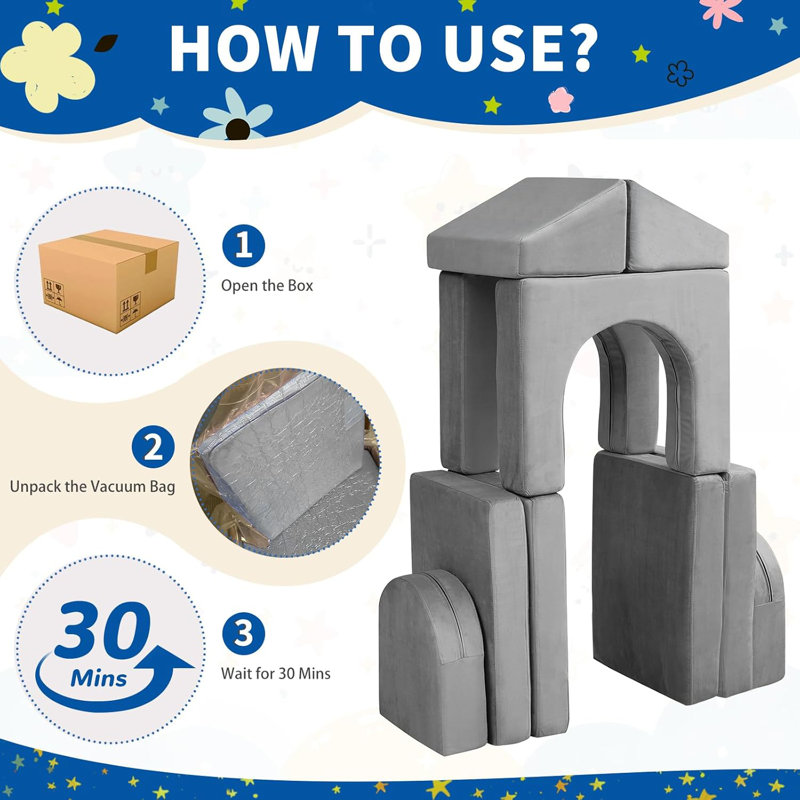 Canapé pour enfants Camborne, Gris, H 21,3 po x l 50,4 po x P 25,2 po